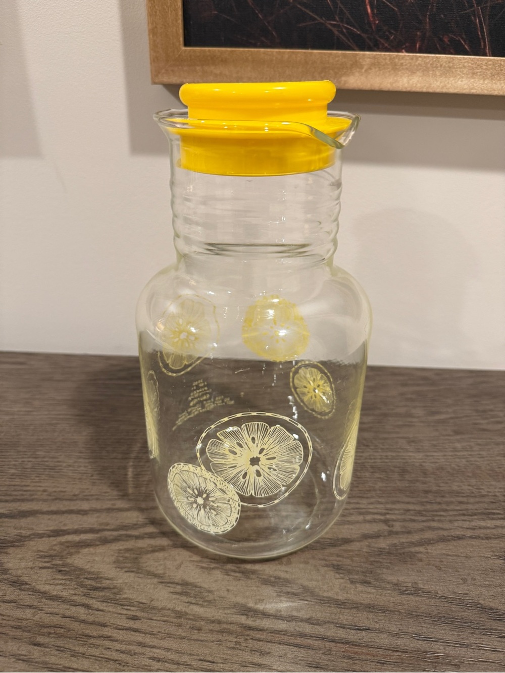 Vintage PYREX 2 Qt Glass Cold Lemonade Pitcher Carafe Lid Citrus Slices 3520